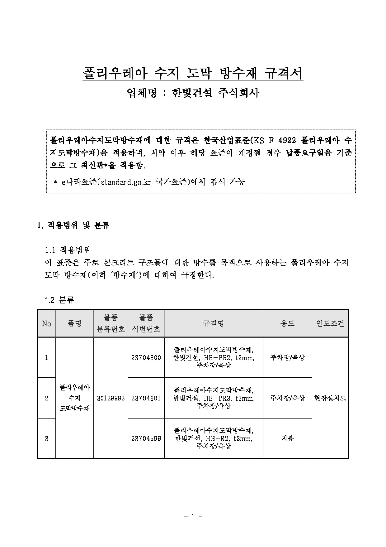 폴리우레아 규격서